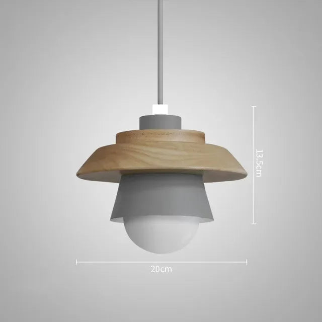 Nordic Wood Pendant Light Colourful Macaron