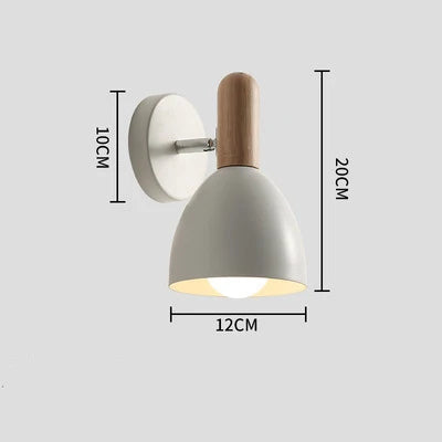 Nordic Wooden Wall Lamp Adjustable Bedside