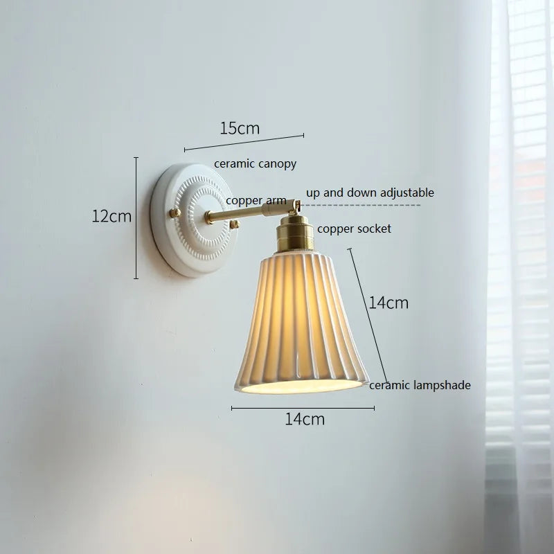 Nordic Cream Ceramic Wall Lamp Vintage