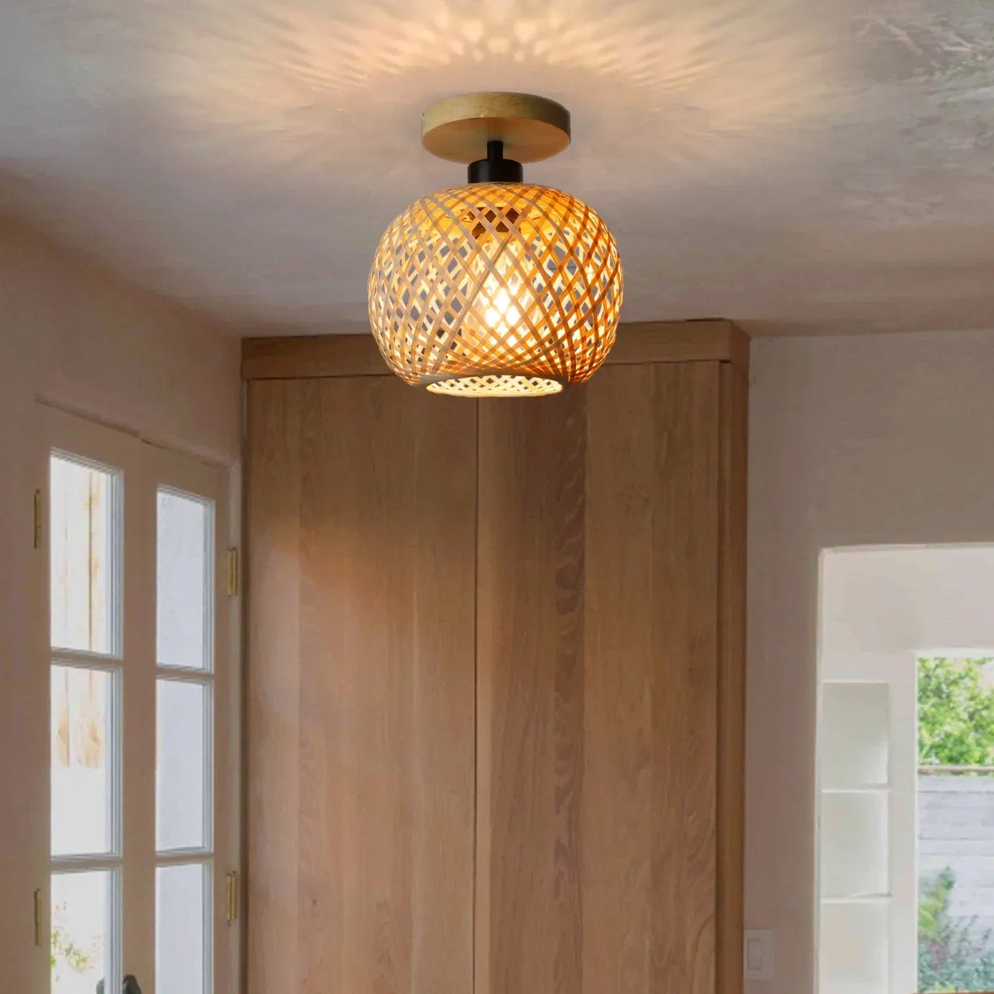 Natura Bamboo Ceiling Lamp Handwoven Rattan