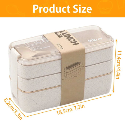 Ecostack 3 Tier Bento Lunch Box Wheat