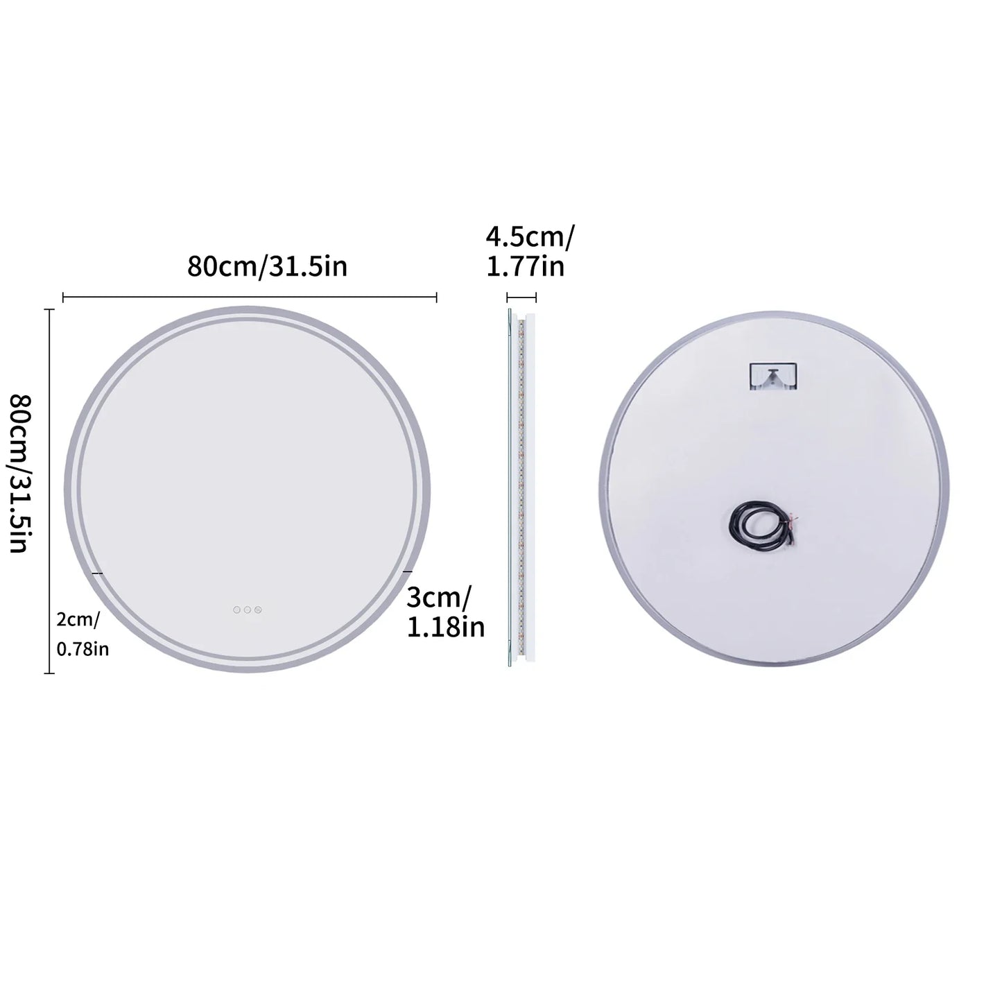 Luvoround Round LED Bathroom Mirror Anti Fog