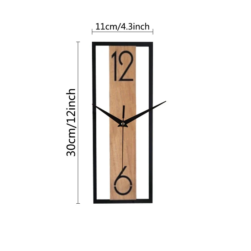 Modern Rectangular Wall Clock Slim Wood