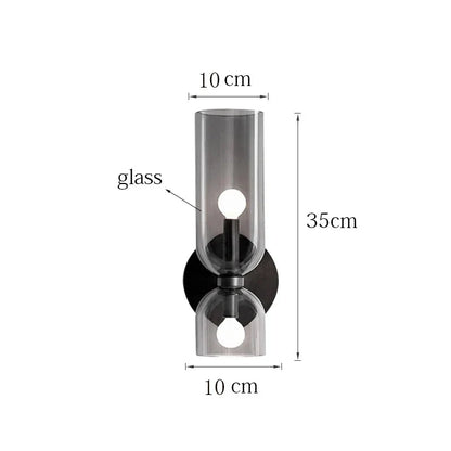 Nordic Glass Wall Lamp Smoked Tube Design