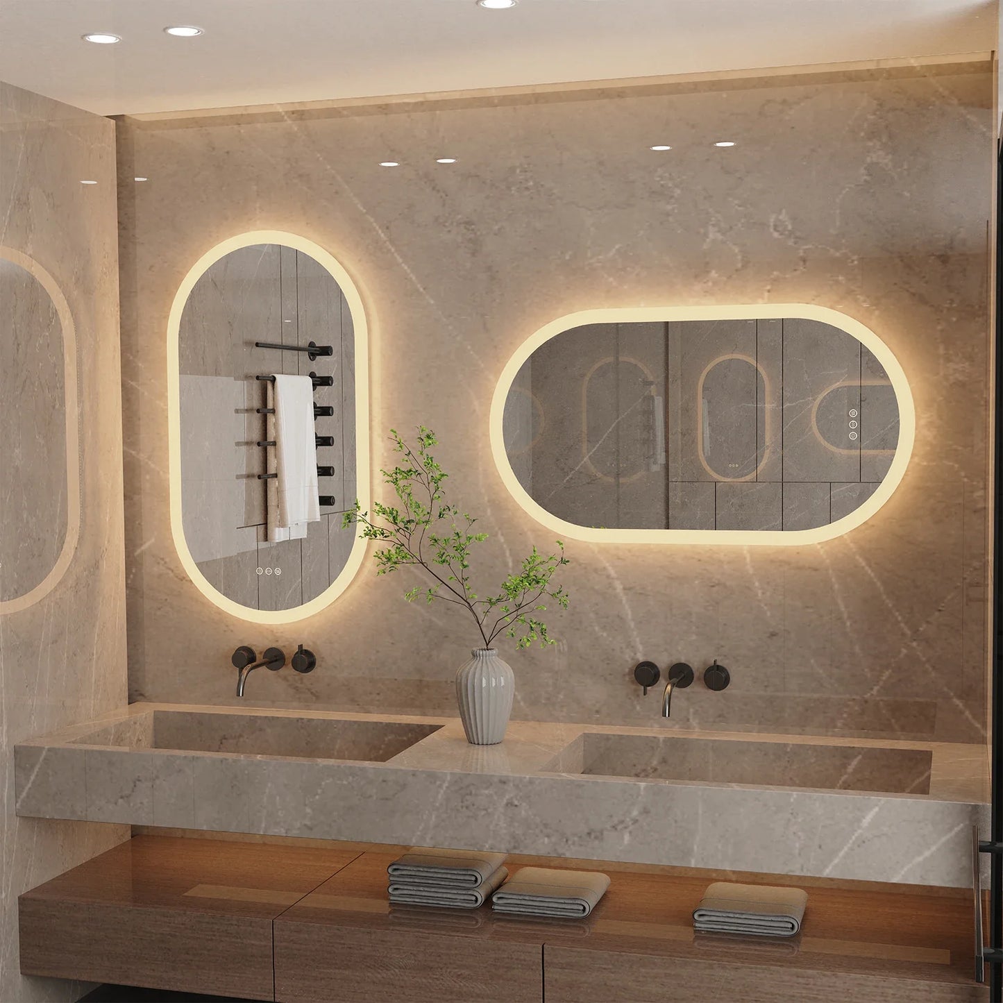 Lumooval Oval LED Bathroom Mirror Anti Fog