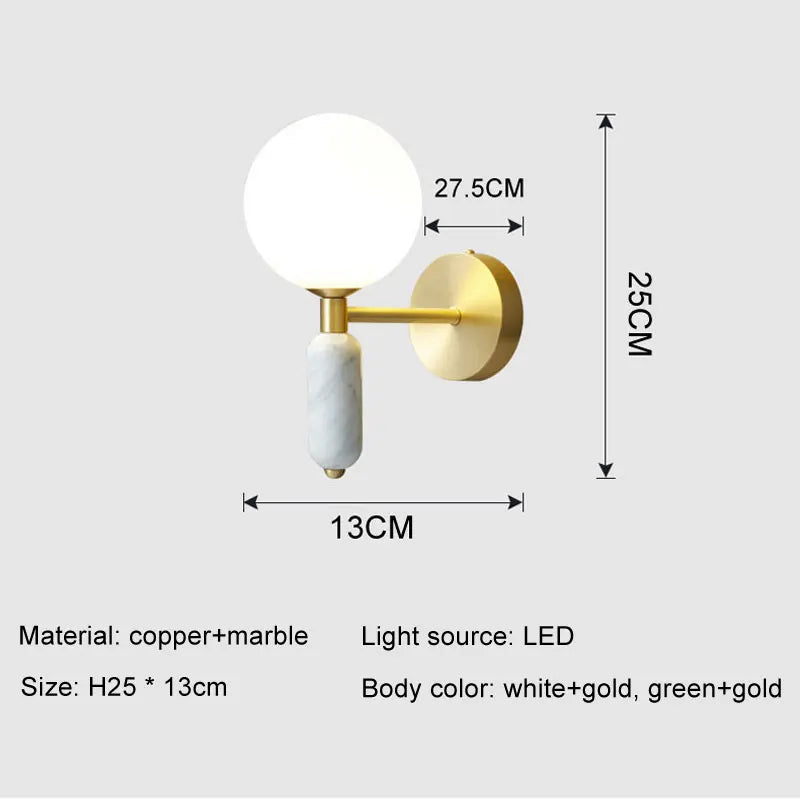 Marble & Glass Wall Lamp Gold Finish