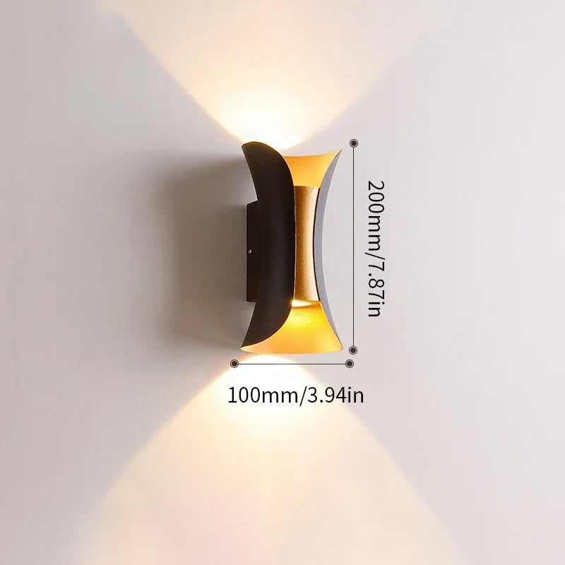 Modern Black & Gold Wall Light Waterproof