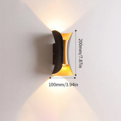 Modern Black & Gold Wall Light Waterproof
