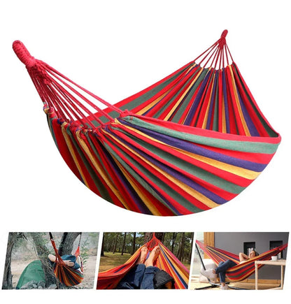 Canvas Hammock Striped Double Swing Bed