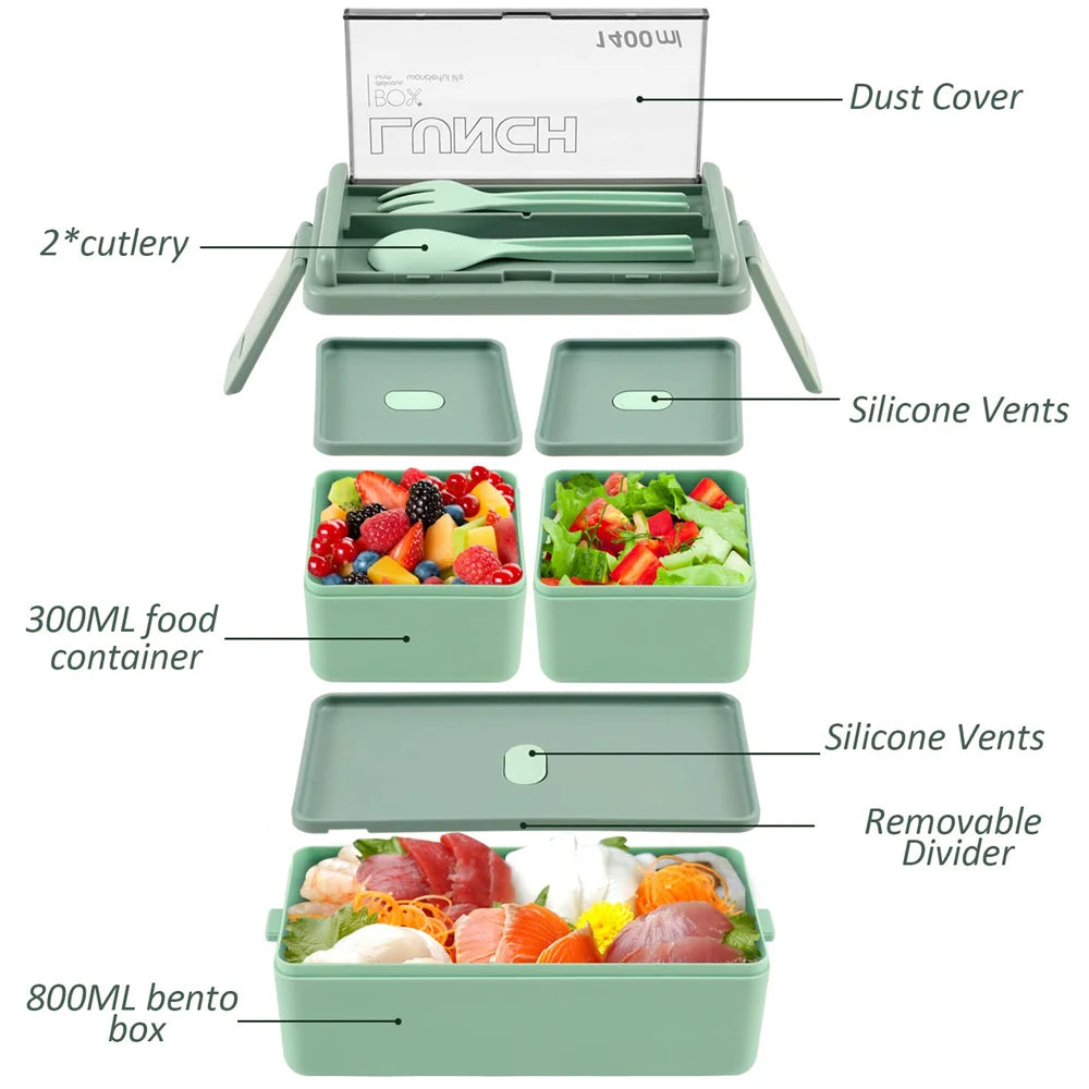 1400ML Double Layer Bento Box Portable Lunch