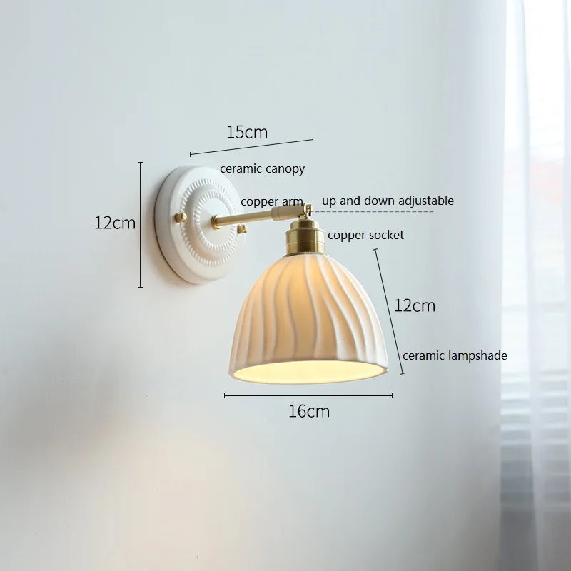 Nordic Cream Ceramic Wall Lamp Vintage