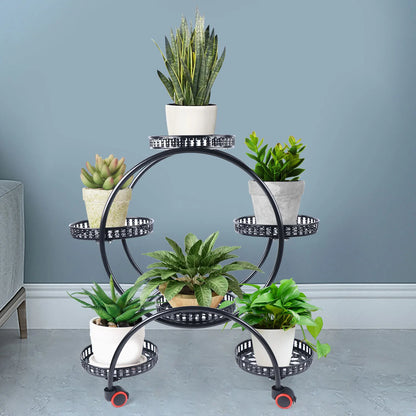 Metal Plant Stand With Wheels 6 Tier