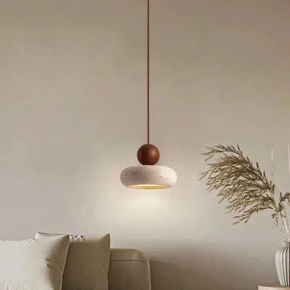 Natural Stone & Wood Pendant Light Vintage