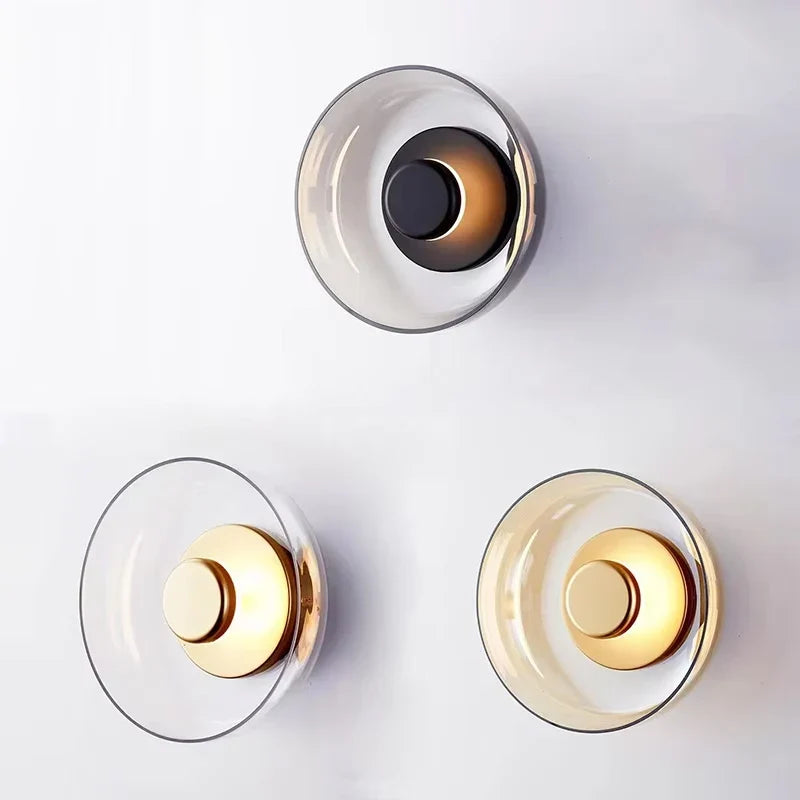Nordic Glass LED Wall Sconce Modern Round