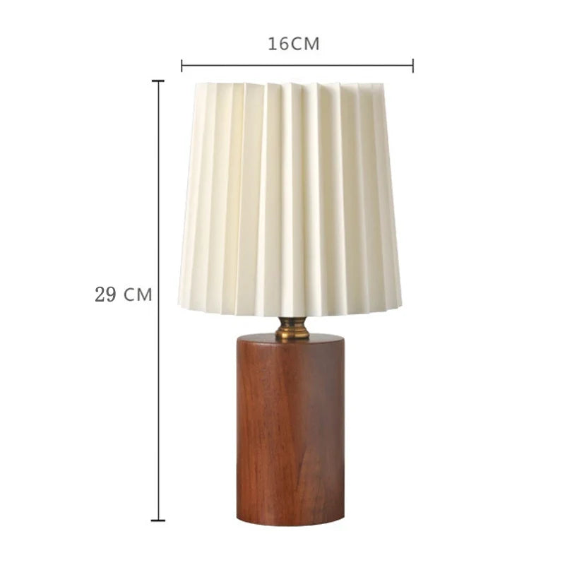 Medieval Pleated Table Lamp Nordic Wood Base