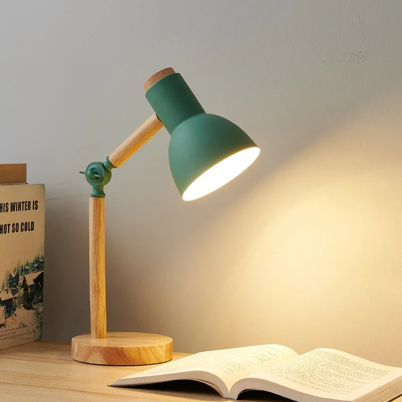 Nordic Wooden Desk Lamp Adjustable Modern