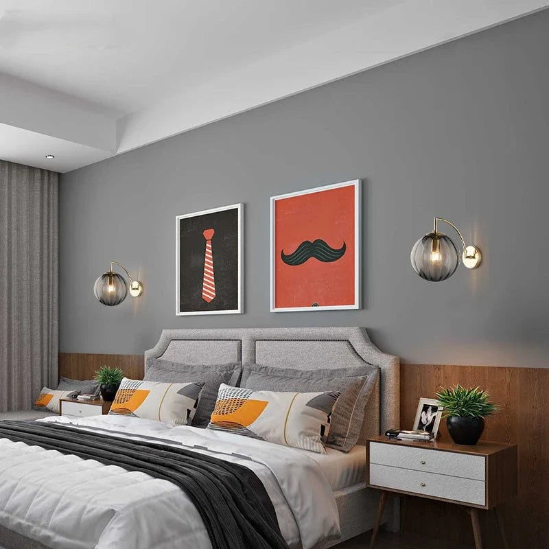 Modern Glass Ball Wall Lamp Brass &
