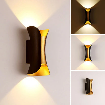Modern Black & Gold Wall Light Waterproof