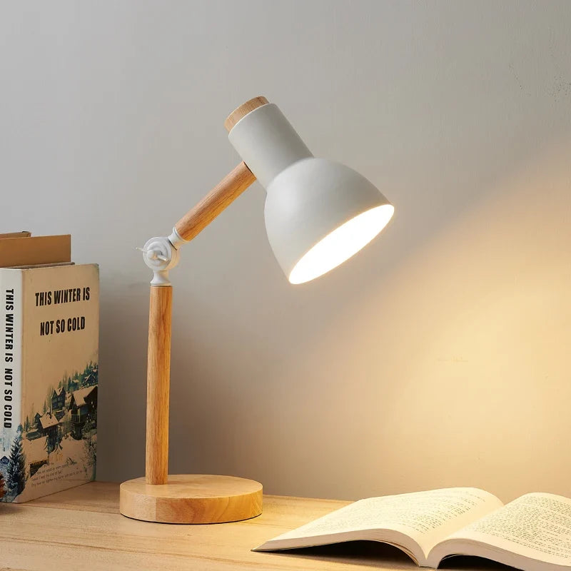 Nordic Wooden Desk Lamp Adjustable Modern