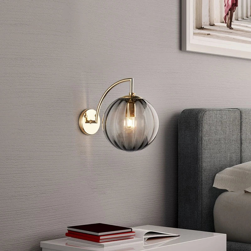 Modern Glass Ball Wall Lamp Brass &