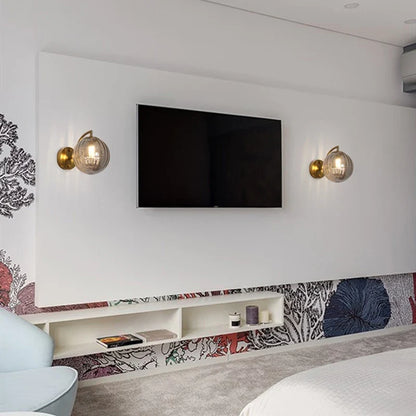 Modern Glass Ball Wall Lamp Brass &