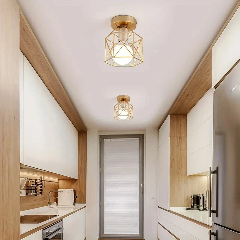 Modern Gold Ceiling Light Geometric Metal