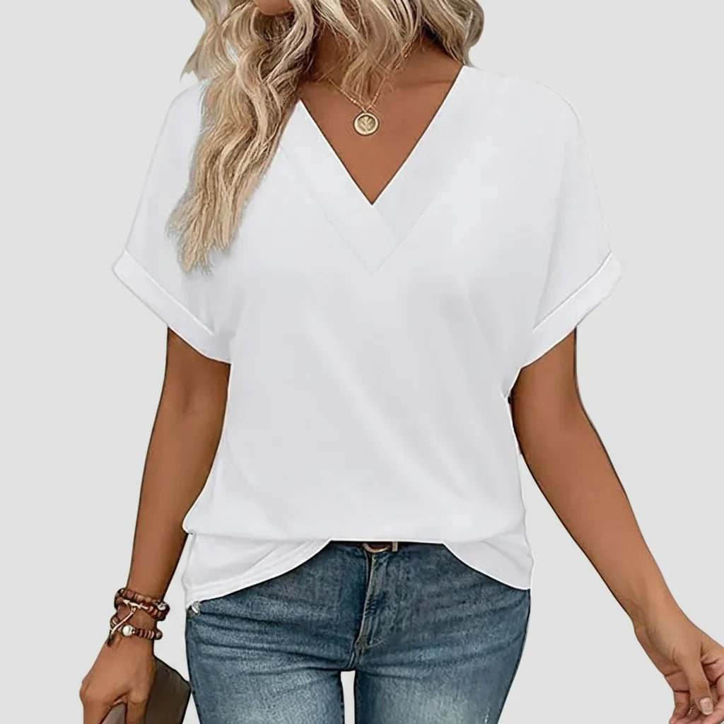 Women T Shirt Casual V Neck Loose