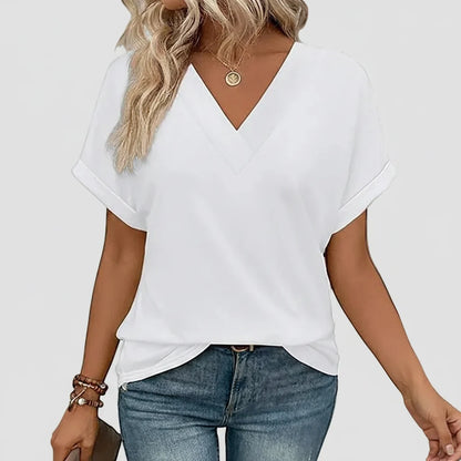 Women T Shirt Casual V Neck Loose