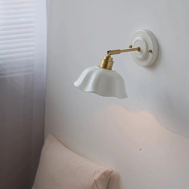 Nordic Cream Ceramic Wall Lamp Vintage