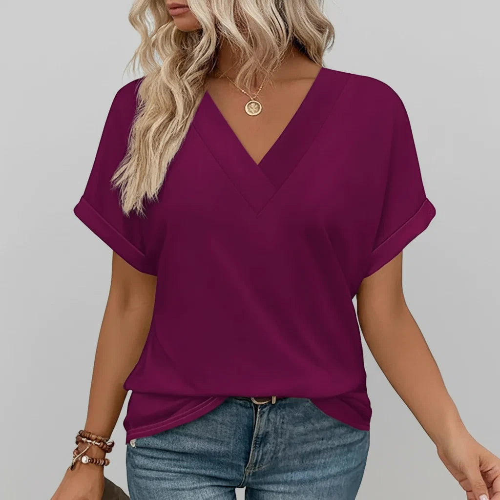 Women T Shirt Casual V Neck Loose