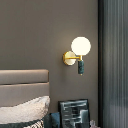 Marble & Glass Wall Lamp Gold Finish