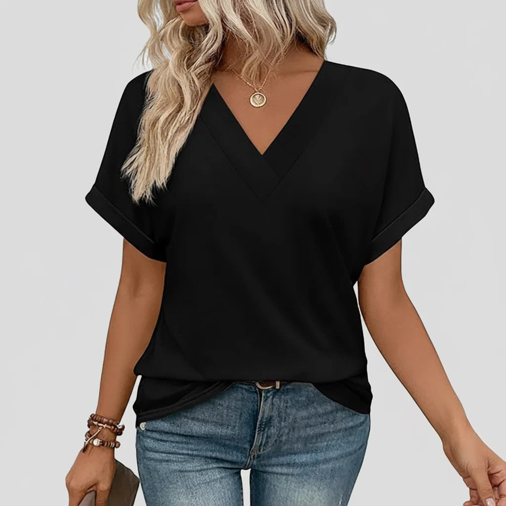 Women T Shirt Casual V Neck Loose