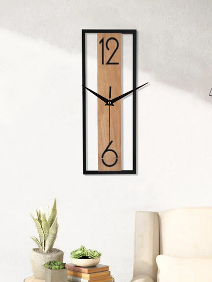 Modern Rectangular Wall Clock Slim Wood