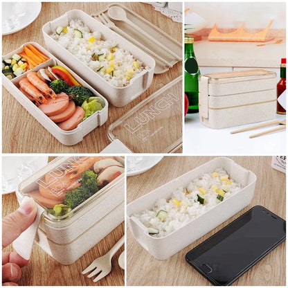 Ecostack 3 Tier Bento Lunch Box Wheat