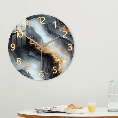 Blue & Gold Marble Wall Clock Silent