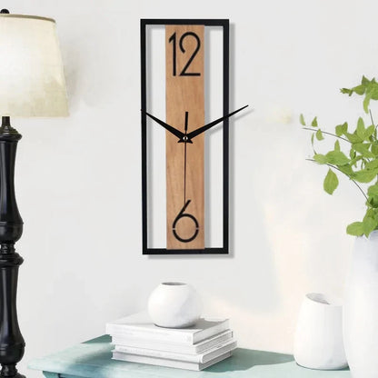 Modern Rectangular Wall Clock Slim Wood