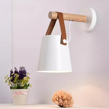 Nordic Wood & Leather Wall Lamp Hanging