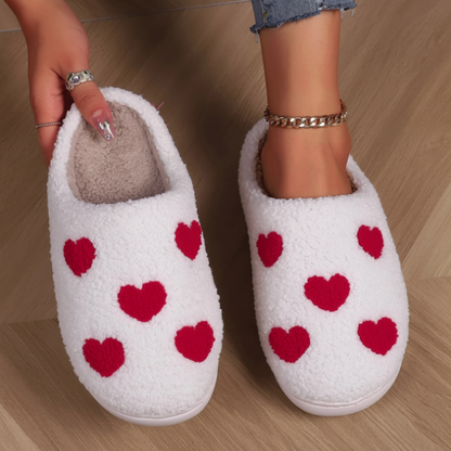 Slippers Womens Cozy Heart Print Memory Foam