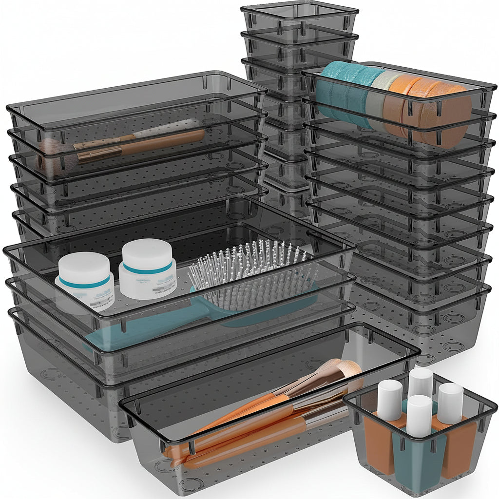 Drawer Organizer Plastic Storage Trays Set