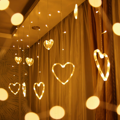 String Lights Heart Shaped Warm LED Window