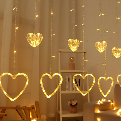 String Lights Heart Shaped Warm LED Window