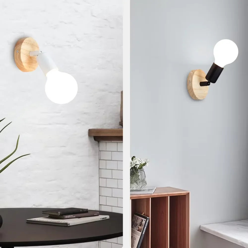 Vintage Retro Wall Lamp Adjustable Wooden &
