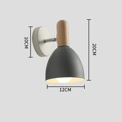 Nordic Wooden Wall Lamp Adjustable Bedside