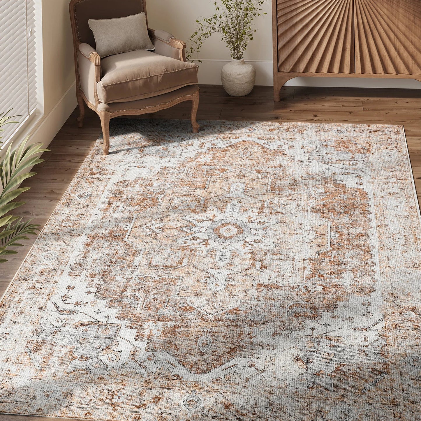 Heritage Medallion Rug Foldable Non Slip