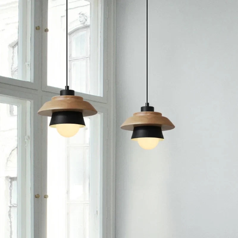 Nordic Wood Pendant Light Colourful Macaron
