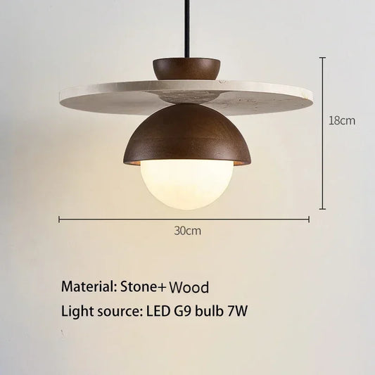 Denmark Pendant Light Walnut & Stone LED