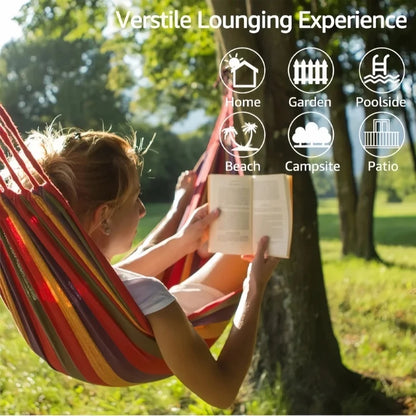 Canvas Hammock Striped Double Swing Bed