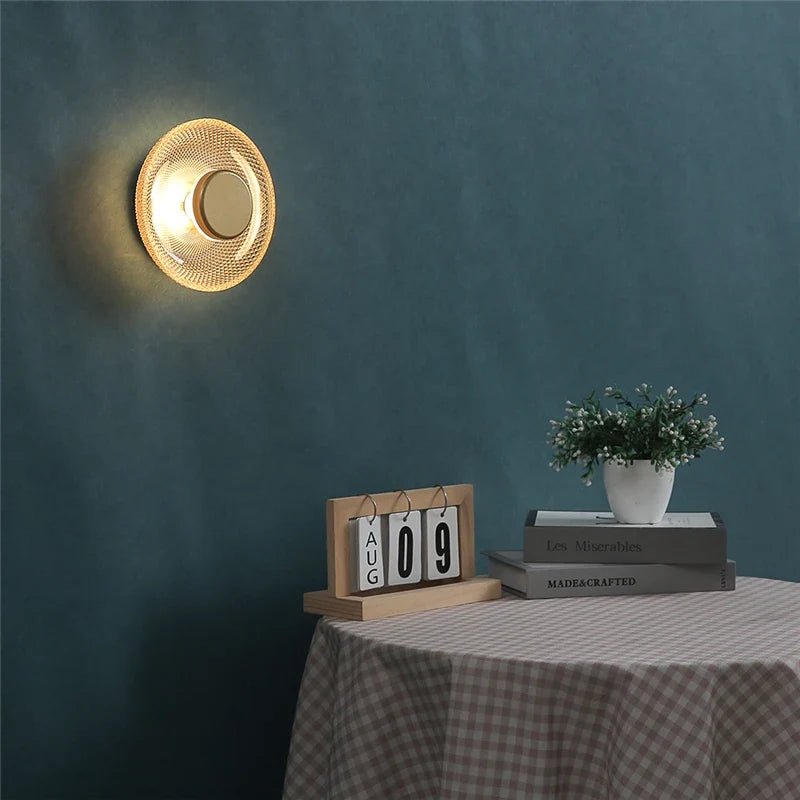 Modern Coloured Glass Wall Lamp Textured LED