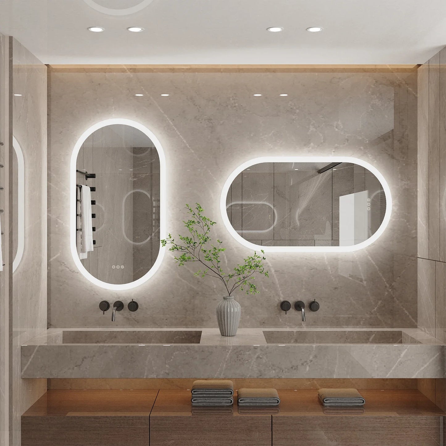 Lumooval Oval LED Bathroom Mirror Anti Fog