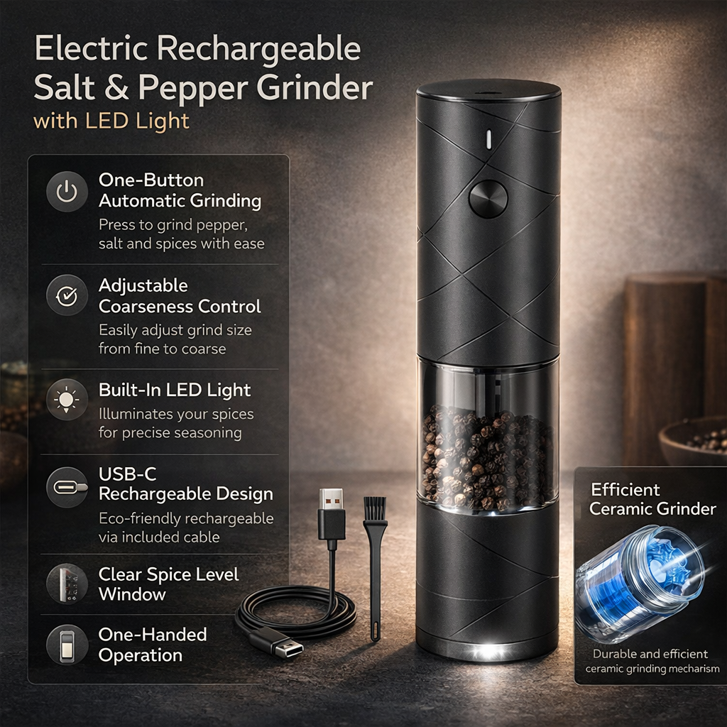 Salt Pepper Grinder Electric Rechargeable